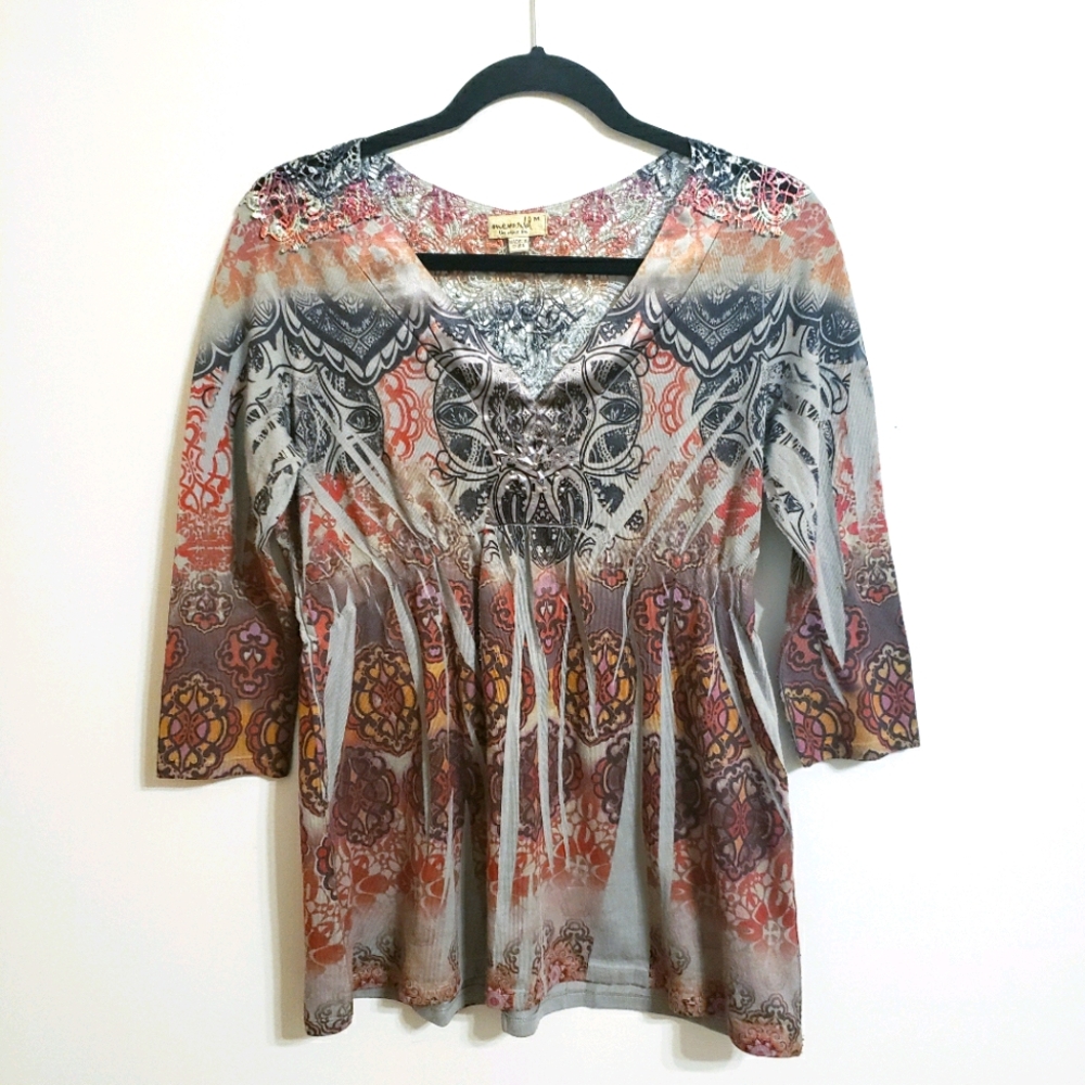 One World Lace Accent Top...M